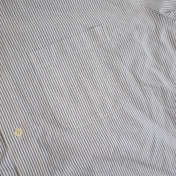 Brooks Brothers 346 White Blue Pinstripe Non-Iron All Cotton Dress Shirt 17.5 - Picture 9 of 10